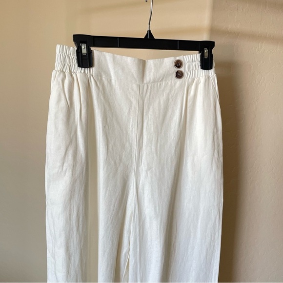 June & Hudson High Waist Linen Trouser Pants - Picture 2 of 7